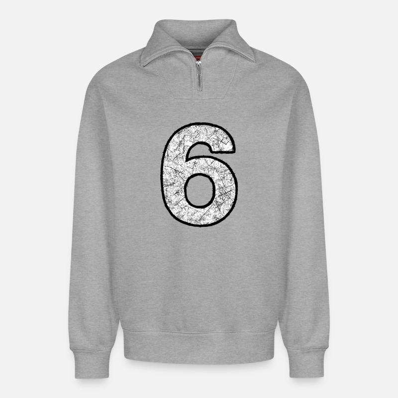 Six digits with scratch texture - Relaxed Unisex Organic Half Zip Sweatshirt – by SPREAD - heather grey