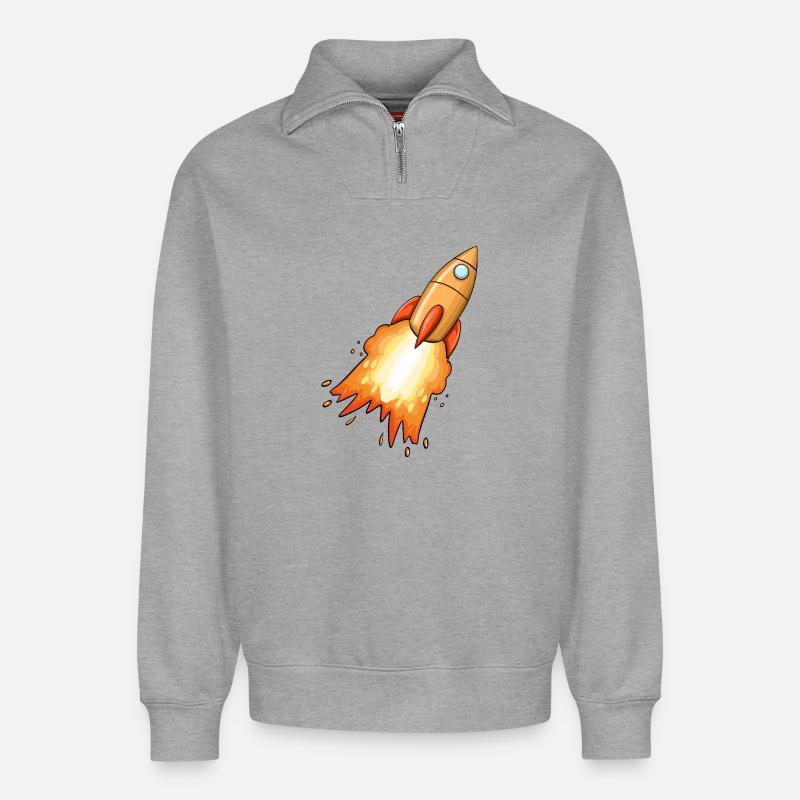 Rocket - Relaxed Unisex Organic Half Zip Sweatshirt – by SPREAD - heather grey