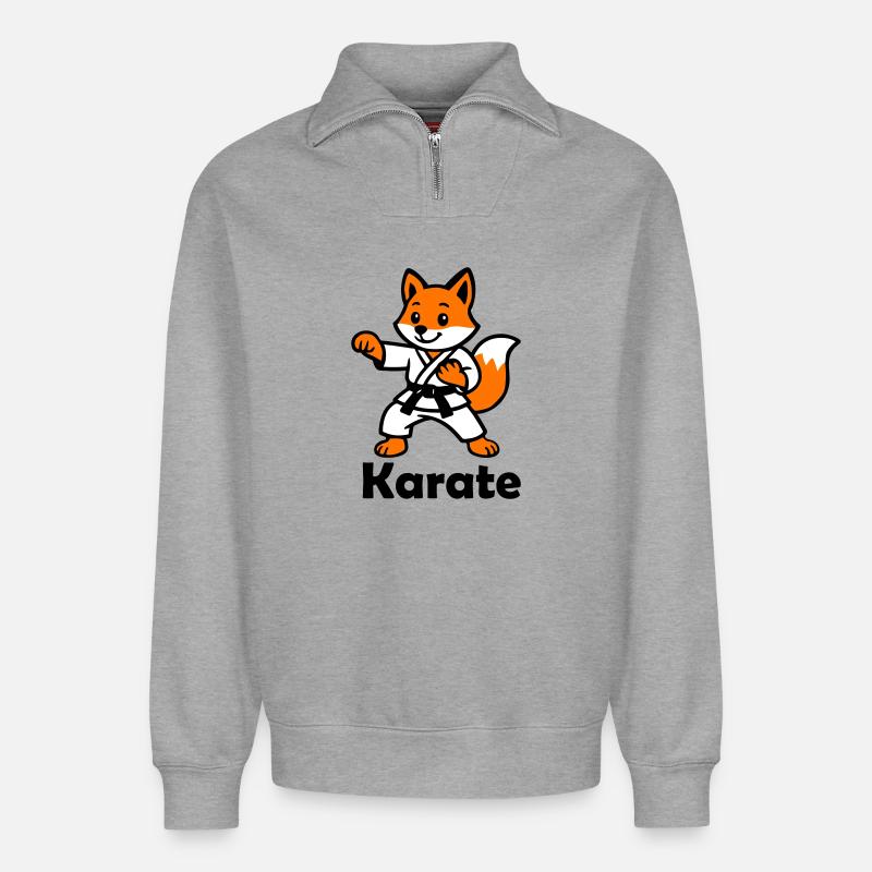 Karate Fuchs - Relaxed Unisex Organic Half Zip Sweatshirt – von SPREAD - Grau meliert