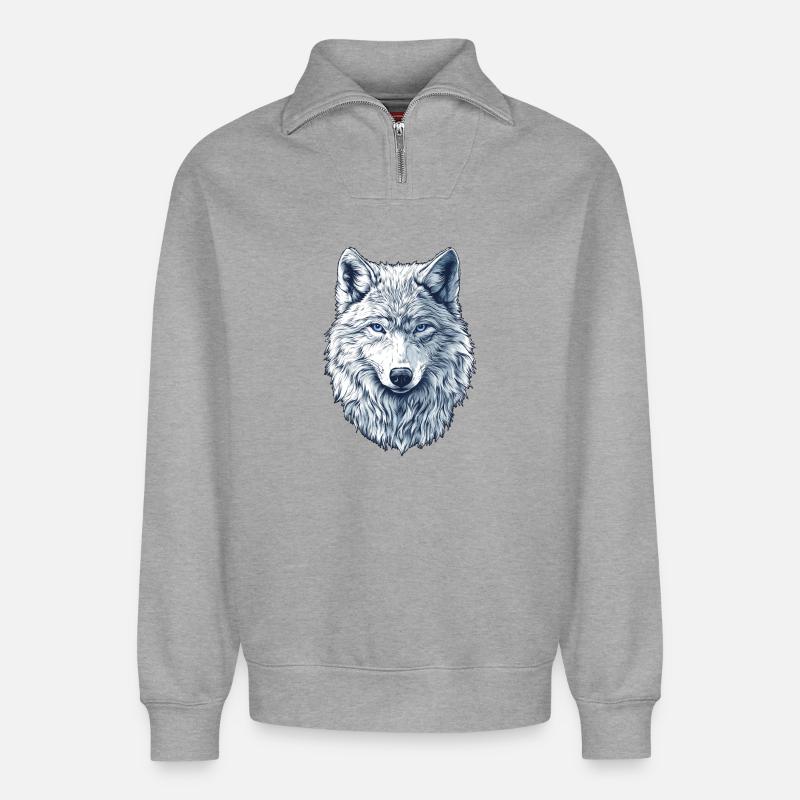 Polarwolf - Relaxed Unisex Organic Half Zip Sweatshirt – von SPREAD - Grau meliert