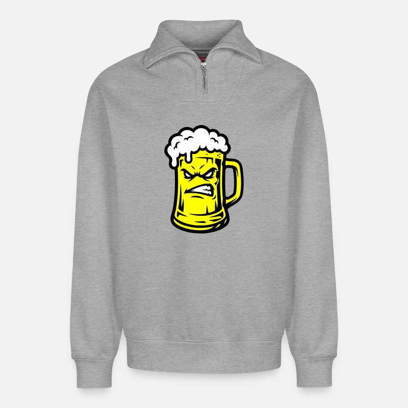 Beer Comic - Relaxed Unisex Organic Half Zip Sweatshirt – by SPREAD - heather grey