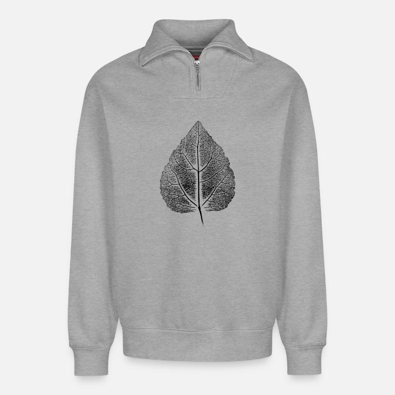 Blatte Linde ANALOG Impression d’art - Sweat unisexe décontracté en coton biologique à demi-zip – de SPREAD - gris chiné