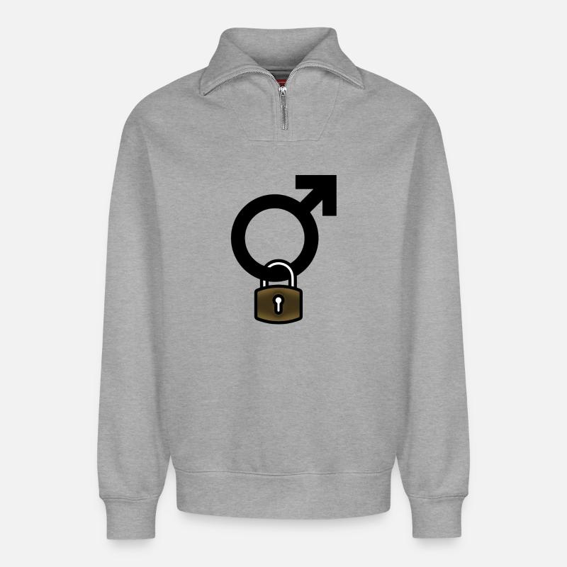 Herren mit Vorhängeschloss - Relaxed Unisex Organic Half Zip Sweatshirt – von SPREAD - Grau meliert