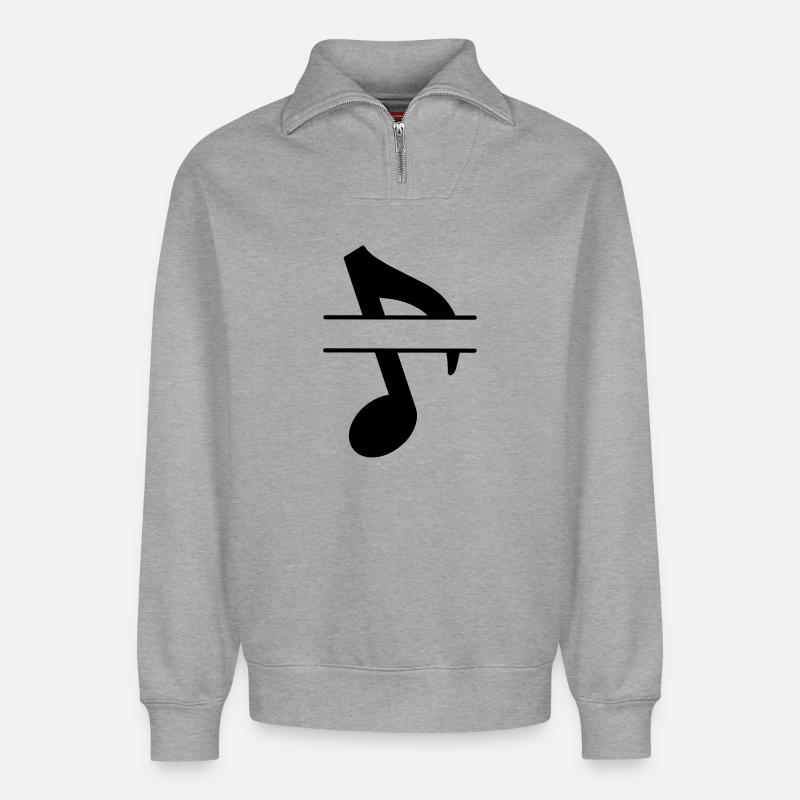 Textbanner Musiknote - Relaxed Unisex Organic Half Zip Sweatshirt – von SPREAD - Grau meliert