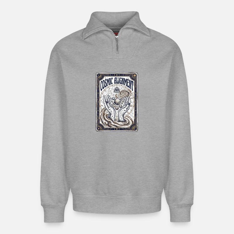 Cosmic Alignment Spirit - Relaxed Unisex Organic Half Zip Sweatshirt – by SPREAD - heather grey