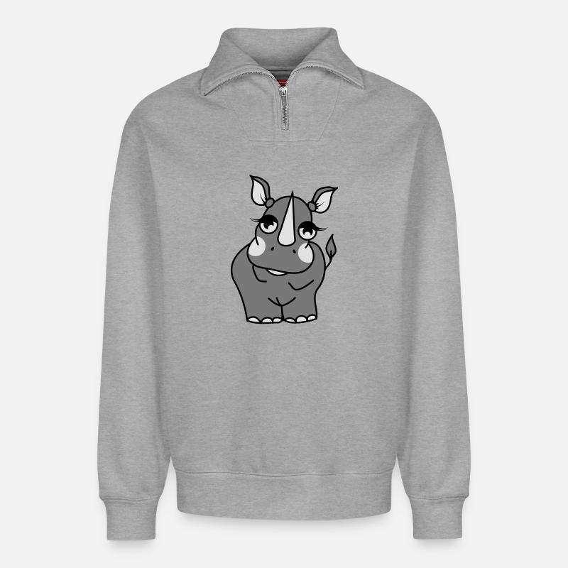 Nashorn - Relaxed Unisex Organic Half Zip Sweatshirt – von SPREAD - Grau meliert