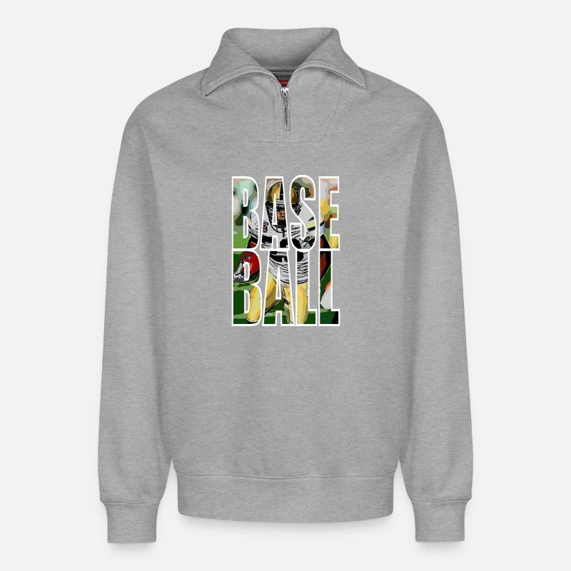 BASEBALL - Relaxed Unisex Organic Half Zip Sweatshirt – by SPREAD - heather grey