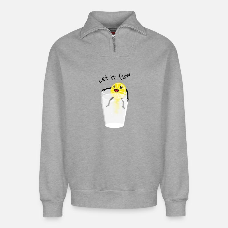 Let-it-flow - Relaxed Unisex Organic Half Zip Sweatshirt – by SPREAD - heather grey