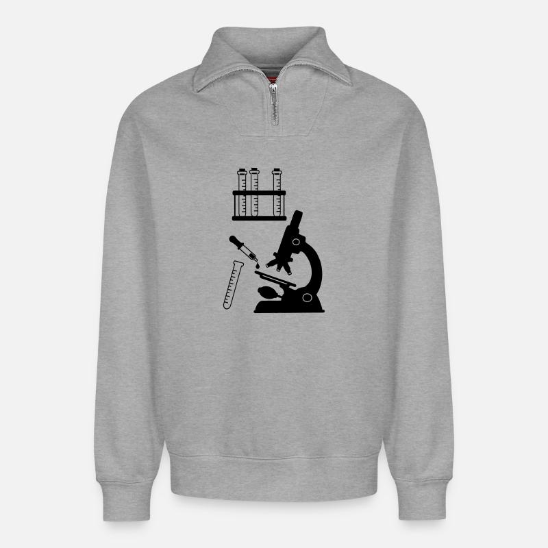 Microscope Laboratory Research - Relaxed Unisex Organic Half Zip Sweatshirt – by SPREAD - heather grey