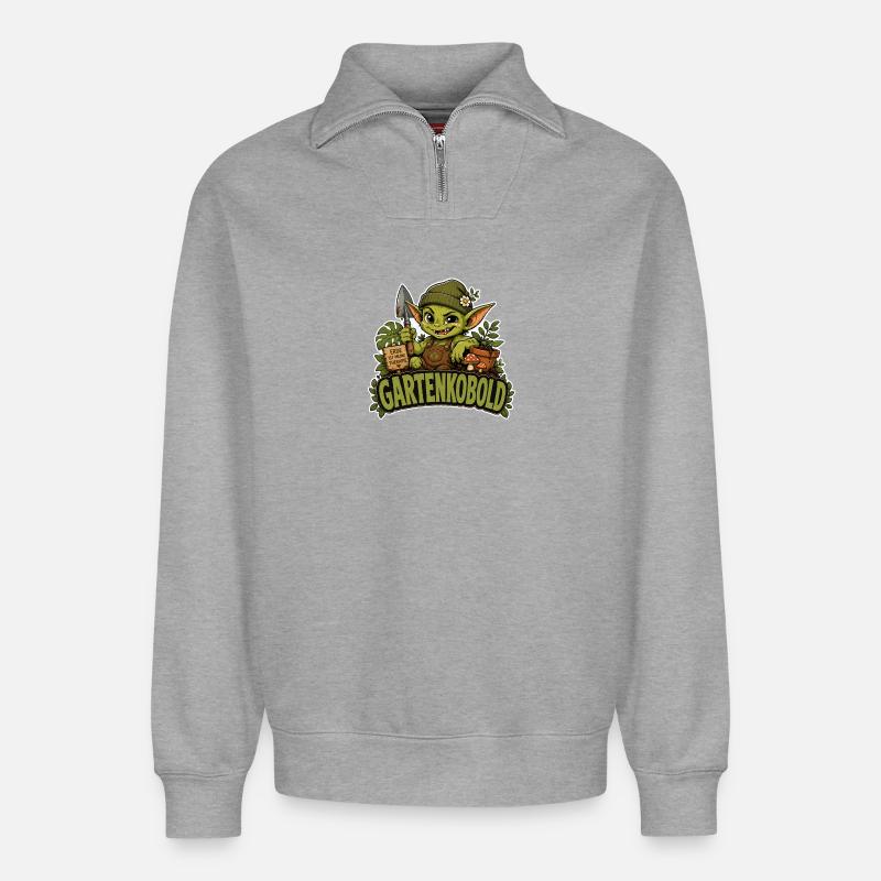Gartenkobold - Relaxed Unisex Organic Half Zip Sweatshirt – von SPREAD - Grau meliert
