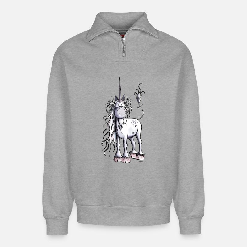 Es ist Einhorn Zeit - Relaxed Unisex Organic Half Zip Sweatshirt – von SPREAD - Grau meliert