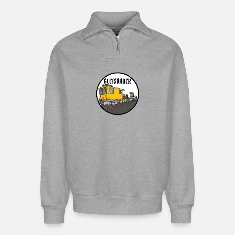 GAF Gleisarbeitsfahrzeug Gleisbauer - Relaxed Unisex Organic Half Zip Sweatshirt – von SPREAD - Grau meliert