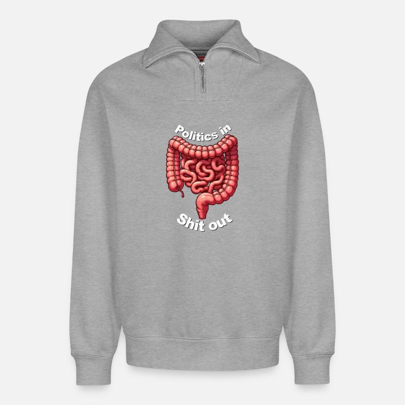 Machine à merde - Sweat unisexe décontracté en coton biologique à demi-zip – de SPREAD - gris chiné