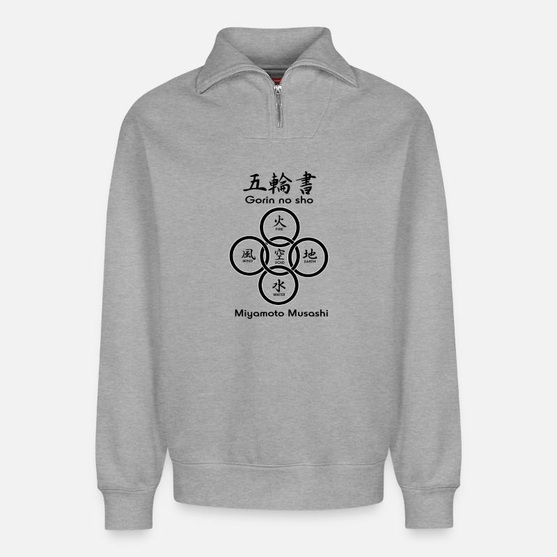 Fünf Kreise oder Ringe - Relaxed Unisex Organic Half Zip Sweatshirt – von SPREAD - Grau meliert