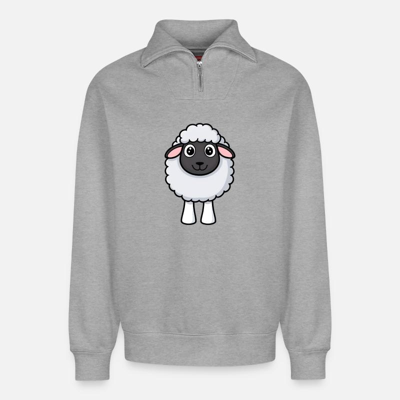 Zottel-Schaf Kuschel-Design - Relaxed Unisex Organic Half Zip Sweatshirt – von SPREAD - Grau meliert