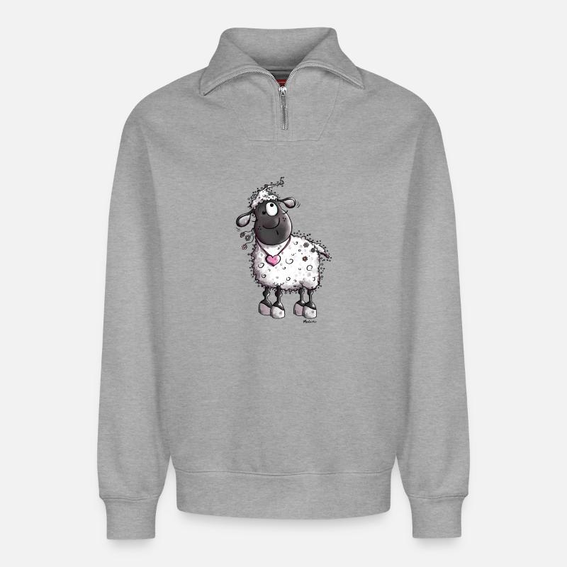 Verträumtes Schaf - Relaxed Unisex Organic Half Zip Sweatshirt – von SPREAD - Grau meliert