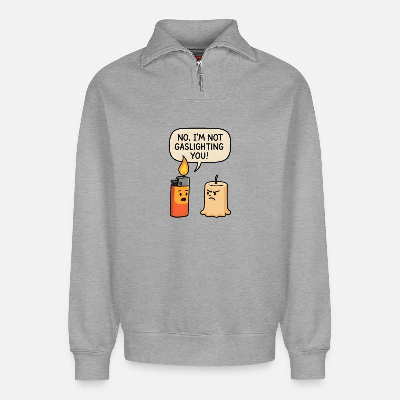 Nein, ich manipuliere dich nicht  - Relaxed Unisex Organic Half Zip Sweatshirt – von SPREAD - Grau meliert