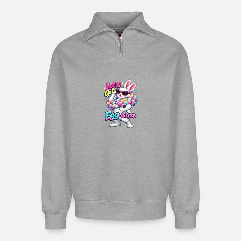 Egg-stra Spezial Ostereier - Relaxed Unisex Organic Half Zip Sweatshirt – von SPREAD - Grau meliert
