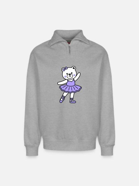Bear ballet - Relaxed Unisex Organic Half Zip Sweatshirt – by SPREAD - heather grey