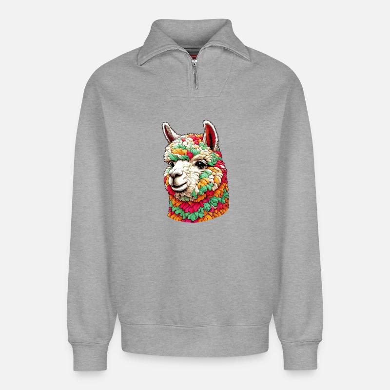 Alpaca - Relaxed Unisex Organic Half Zip Sweatshirt – by SPREAD - heather grey