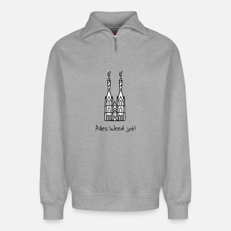 Alles Weed jot - Relaxed Unisex Organic Half Zip Sweatshirt – von SPREAD - Grau meliert
