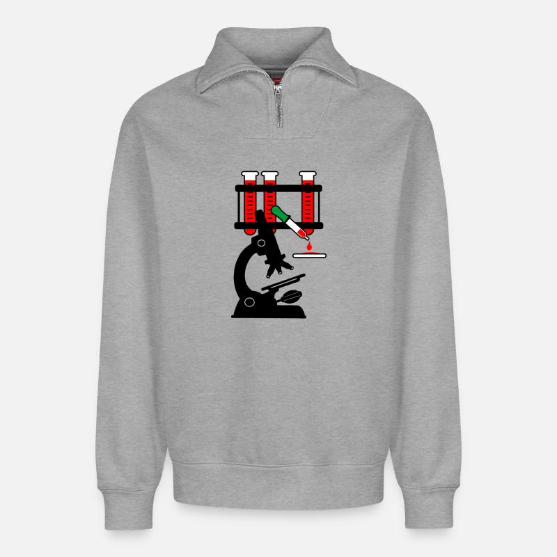 Blutspende microschoop - Relaxed Unisex Organic Half Zip Sweatshirt – von SPREAD - Grau meliert