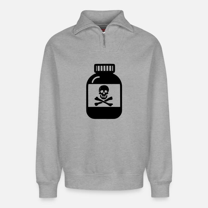 Kanister mit Giftvectra - Relaxed Unisex Organic Half Zip Sweatshirt – von SPREAD - Grau meliert