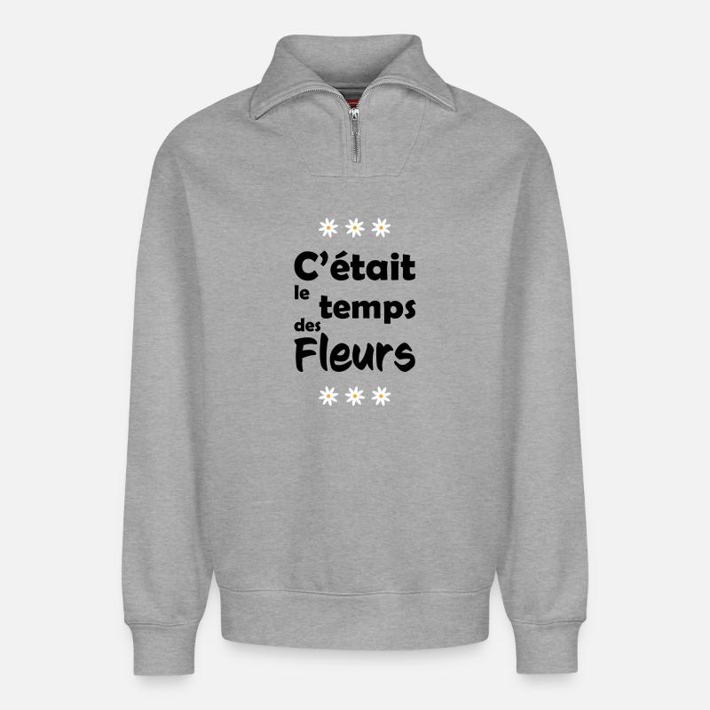 Es war Blumenzeit - Relaxed Unisex Organic Half Zip Sweatshirt – von SPREAD - Grau meliert