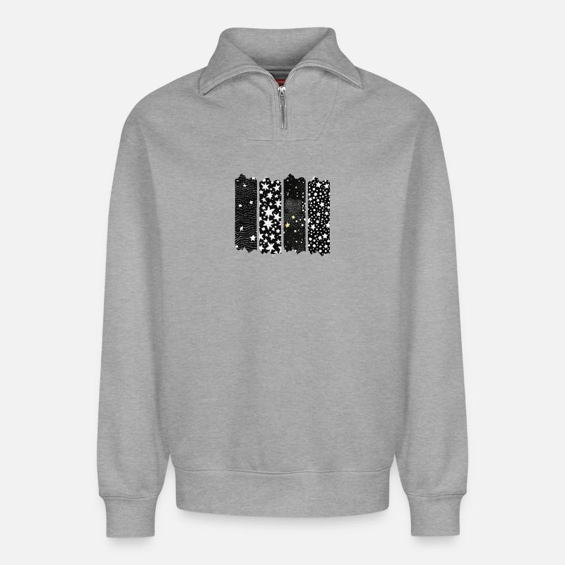 Sternennacht Brush-Design - Relaxed Unisex Organic Half Zip Sweatshirt – von SPREAD - Grau meliert