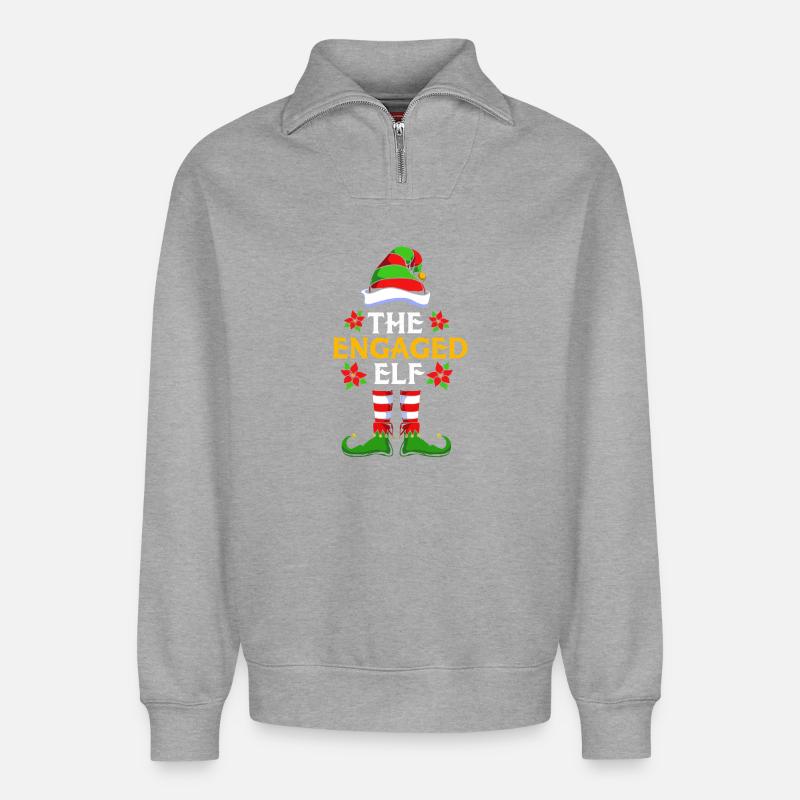 Elfe Elf Weihnachtsgeschenk - Relaxed Unisex Organic Half Zip Sweatshirt – von SPREAD - Grau meliert