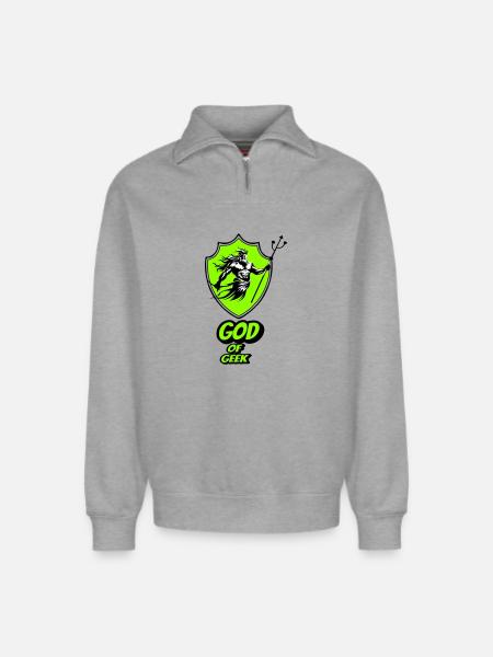 Gott des Geeks - Relaxed Unisex Organic Half Zip Sweatshirt – von SPREAD - Grau meliert