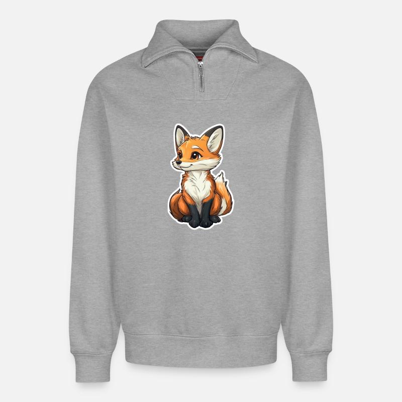 Fuchs - Relaxed Unisex Organic Half Zip Sweatshirt – von SPREAD - Grau meliert