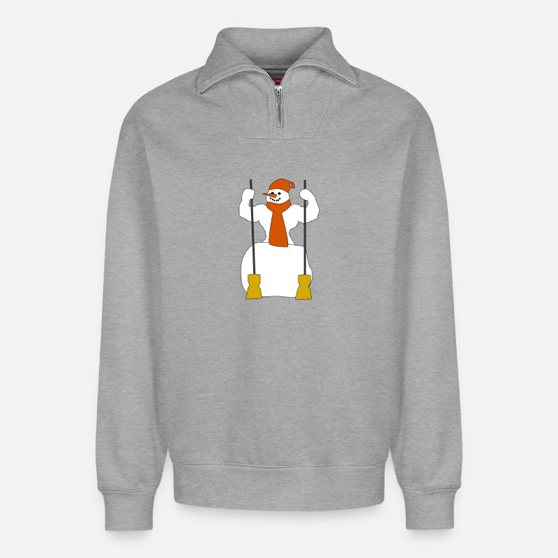 Winter-Schneefigur - Relaxed Unisex Organic Half Zip Sweatshirt – von SPREAD - Grau meliert
