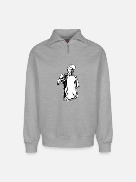 Gangster rapper - Relaxed Unisex Organic Half Zip Sweatshirt – by SPREAD - heather grey