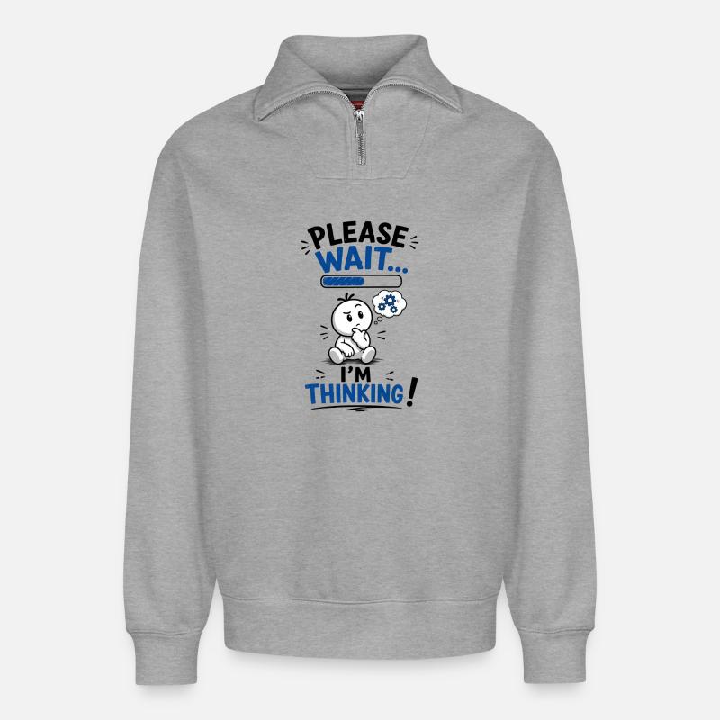 Wait... Loading reflection - Relaxed Unisex Organic Half Zip Sweatshirt – by SPREAD - heather grey
