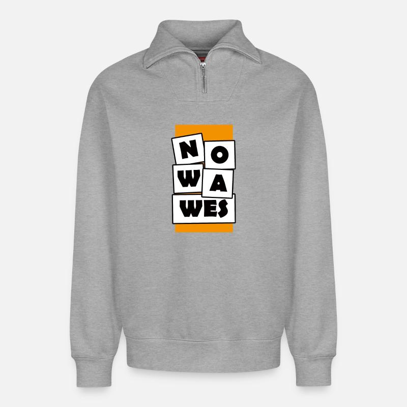 NOWAWES - Relaxed Unisex Organic Half Zip Sweatshirt – von SPREAD - Grau meliert