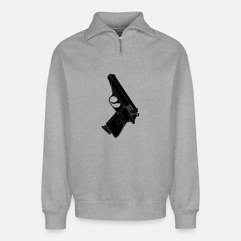 Pistole walther - Relaxed Unisex Organic Half Zip Sweatshirt – von SPREAD - Grau meliert