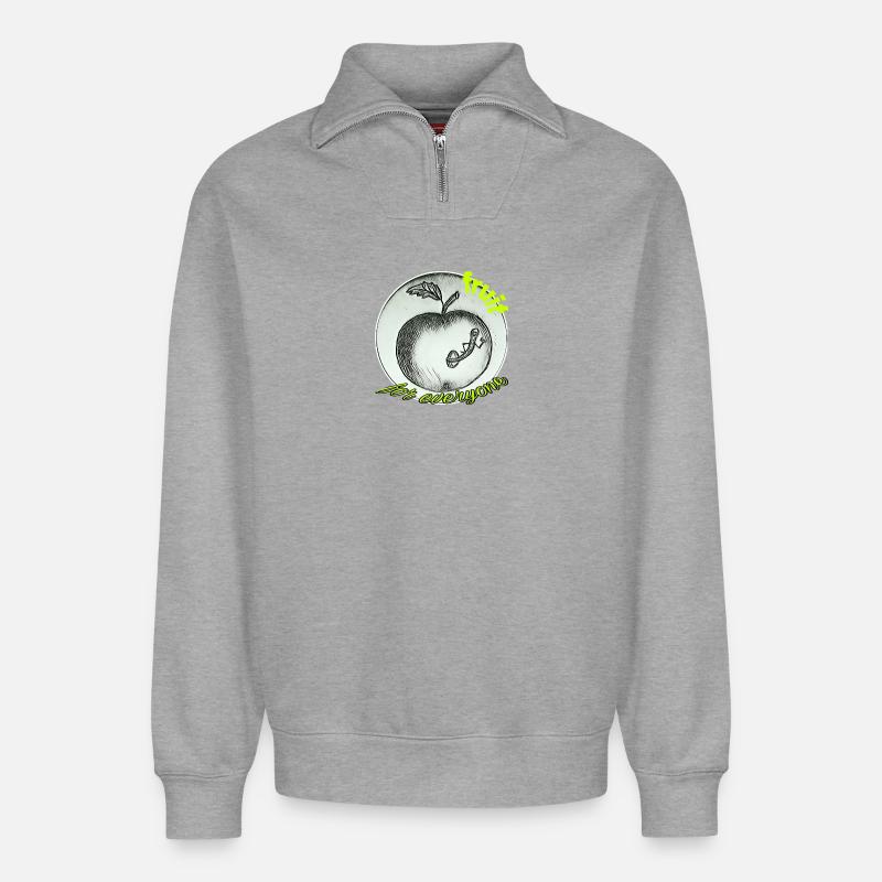 Fruits - Sweat unisexe décontracté en coton biologique à demi-zip – de SPREAD - gris chiné