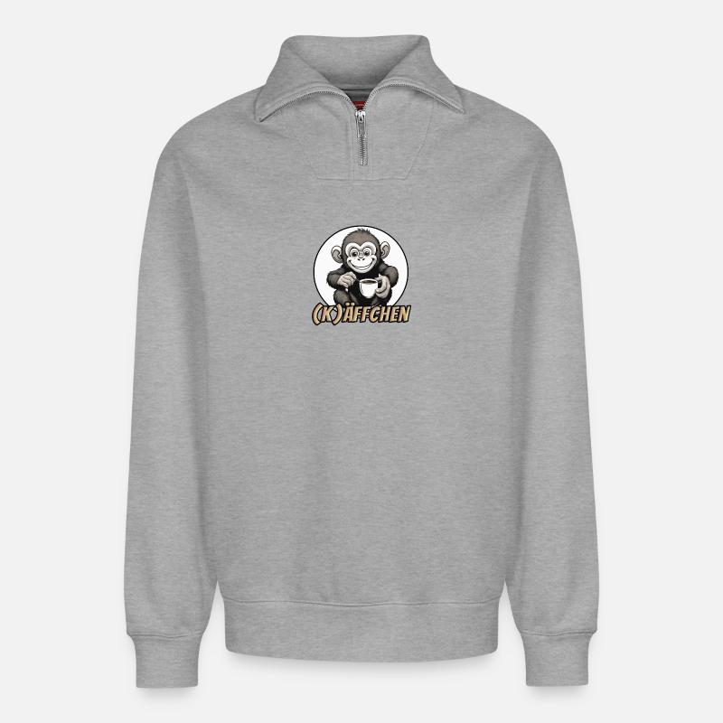 Käffchen - Relaxed Unisex Organic Half Zip Sweatshirt – von SPREAD - Grau meliert