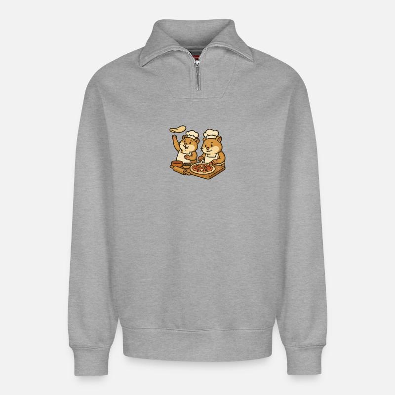Hamster kocht - Relaxed Unisex Organic Half Zip Sweatshirt – von SPREAD - Grau meliert