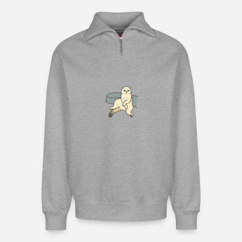 Scottish fold kitten assessing eyesight - Relaxed Unisex Organic Half Zip Sweatshirt – by SPREAD - heather grey