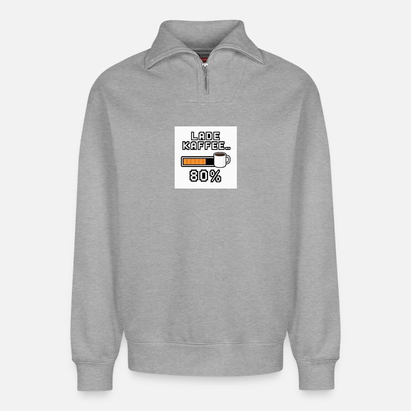 Lade Kaffee 80% - Relaxed Unisex Organic Half Zip Sweatshirt – von SPREAD - Grau meliert