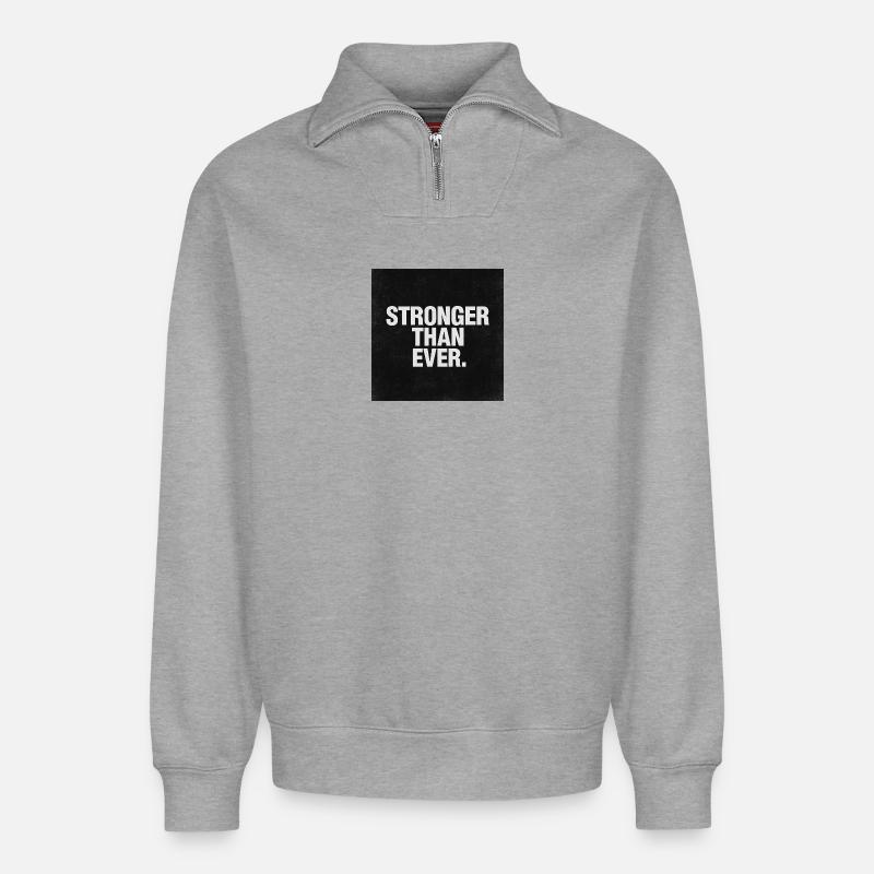Stronger than ever - Relaxed Unisex Organic Half Zip Sweatshirt – by SPREAD - heather grey
