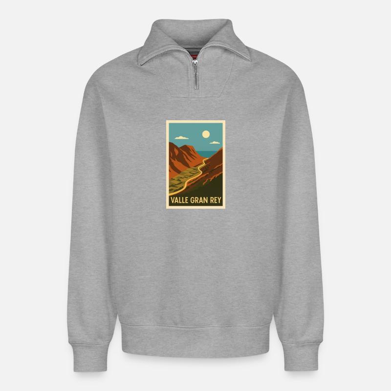 Valle Gran Rey - Relaxed Unisex Organic Half Zip Sweatshirt – by SPREAD - heather grey