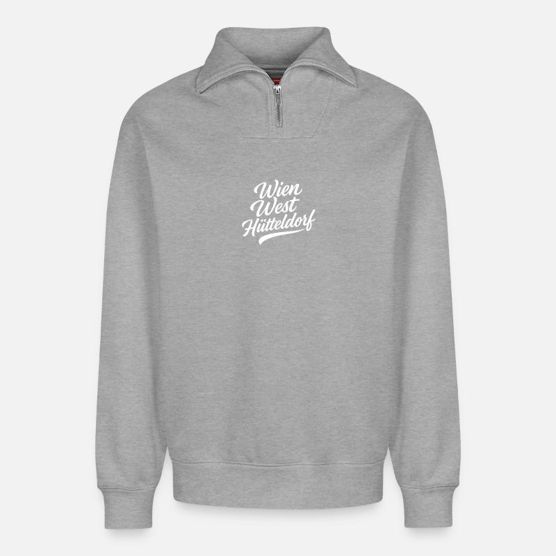 Wien West Hütteldorf  - Relaxed Unisex Organic Half Zip Sweatshirt – von SPREAD - Grau meliert