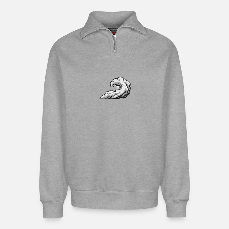 Wirbelsturm-Wolken-Grafik - Relaxed Unisex Organic Half Zip Sweatshirt – von SPREAD - Grau meliert