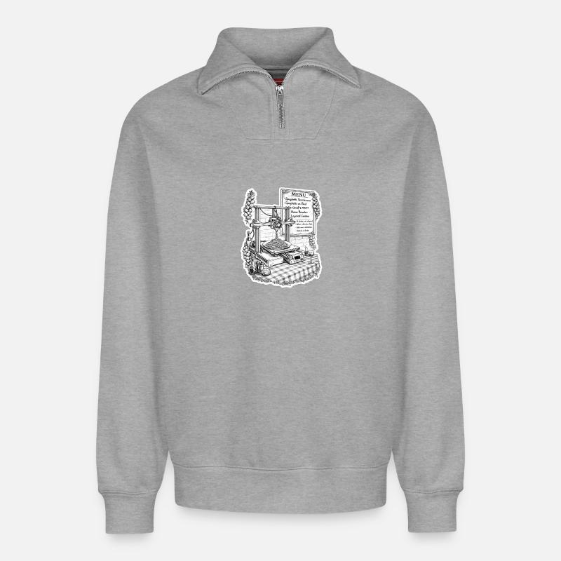 Spaghetti 3D Printer - Relaxed Unisex Organic Half Zip Sweatshirt – by SPREAD - heather grey