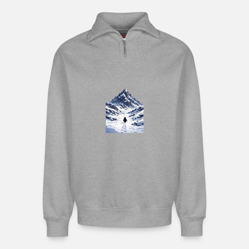 Mais pourquoi Penguin - Sweat unisexe décontracté en coton biologique à demi-zip – de SPREAD - gris chiné