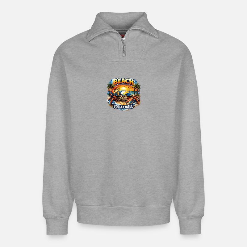 Beach Crab  - Relaxed Unisex Organic Half Zip Sweatshirt – von SPREAD - Grau meliert