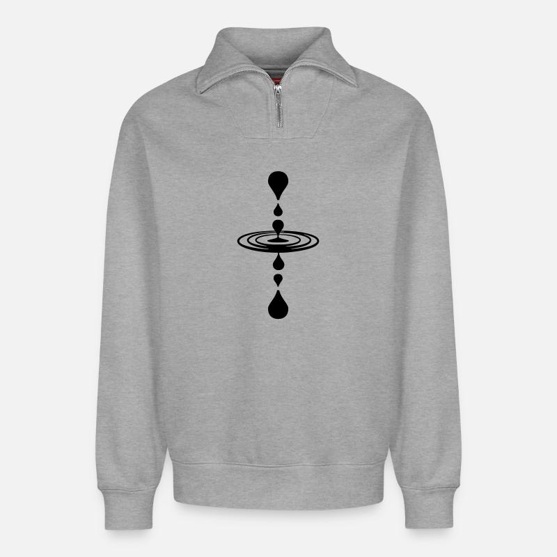 Spiegeltropfen Wasser - Relaxed Unisex Organic Half Zip Sweatshirt – von SPREAD - Grau meliert